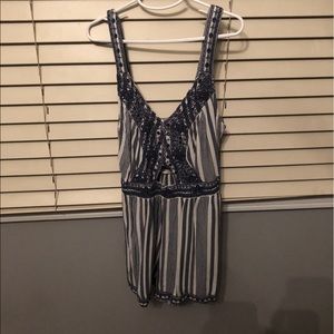 Navy Blue/White Romper